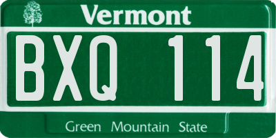 VT license plate BXQ114