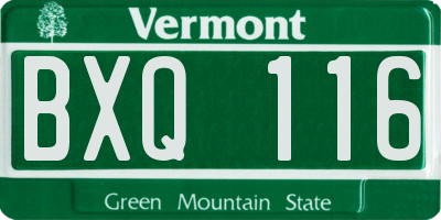 VT license plate BXQ116