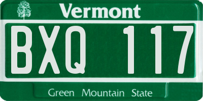 VT license plate BXQ117