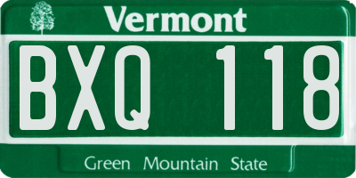 VT license plate BXQ118