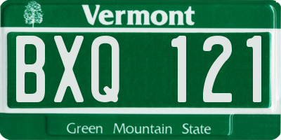 VT license plate BXQ121