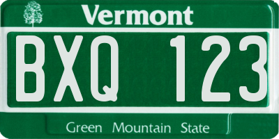 VT license plate BXQ123