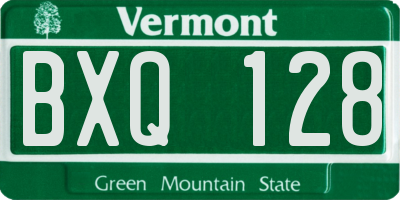 VT license plate BXQ128