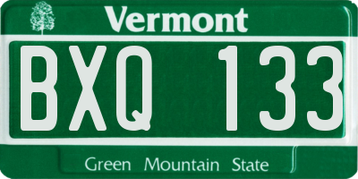 VT license plate BXQ133