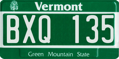 VT license plate BXQ135