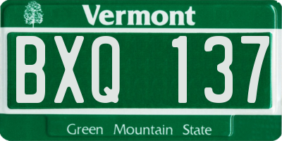 VT license plate BXQ137