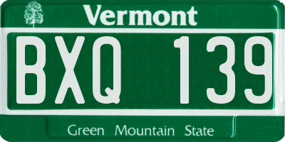 VT license plate BXQ139