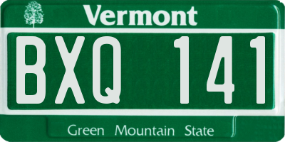 VT license plate BXQ141