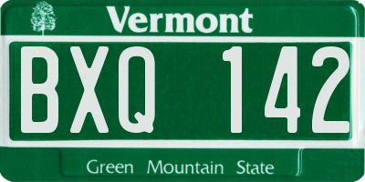 VT license plate BXQ142