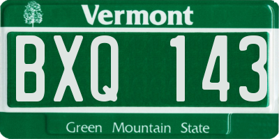 VT license plate BXQ143