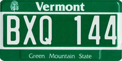 VT license plate BXQ144