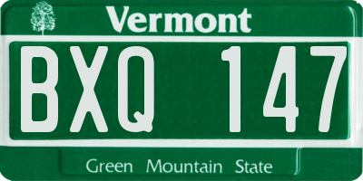 VT license plate BXQ147