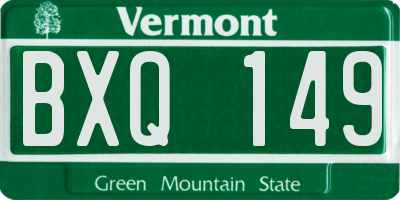 VT license plate BXQ149