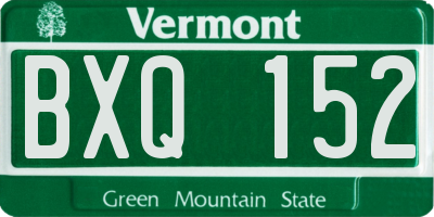 VT license plate BXQ152