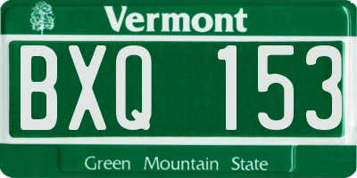 VT license plate BXQ153