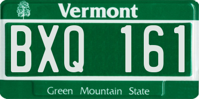 VT license plate BXQ161