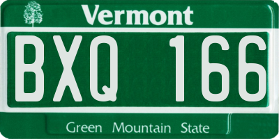VT license plate BXQ166