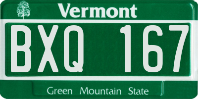 VT license plate BXQ167