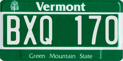 VT license plate BXQ170