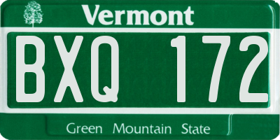 VT license plate BXQ172
