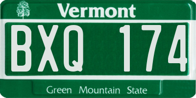 VT license plate BXQ174