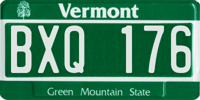 VT license plate BXQ176