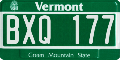 VT license plate BXQ177