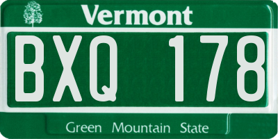 VT license plate BXQ178