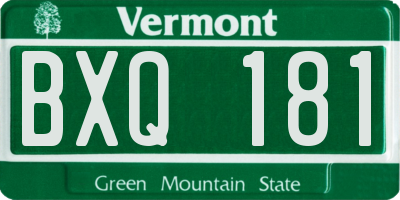 VT license plate BXQ181