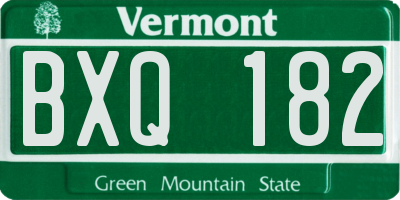 VT license plate BXQ182