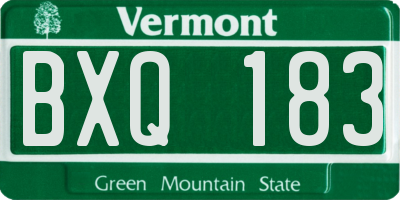 VT license plate BXQ183