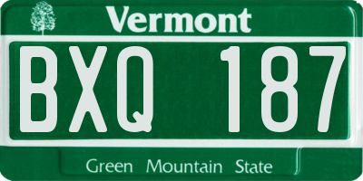 VT license plate BXQ187