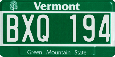 VT license plate BXQ194