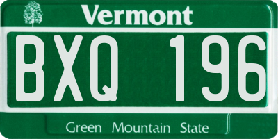 VT license plate BXQ196