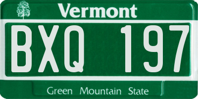 VT license plate BXQ197