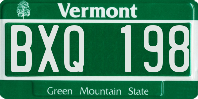 VT license plate BXQ198