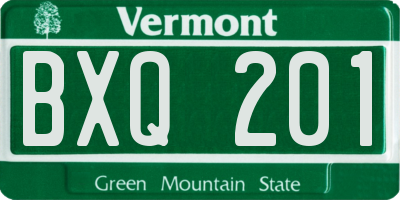 VT license plate BXQ201