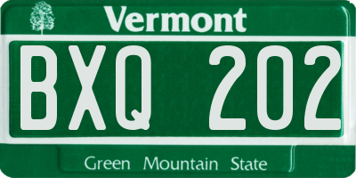 VT license plate BXQ202