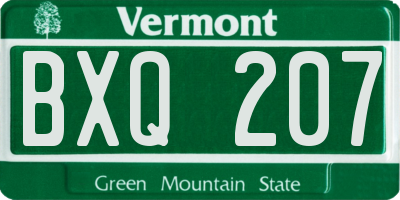 VT license plate BXQ207