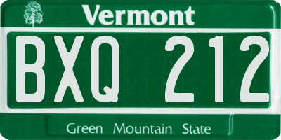 VT license plate BXQ212