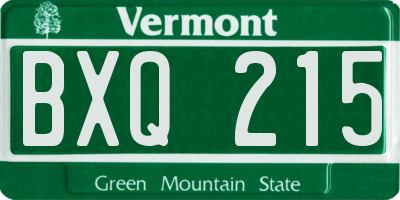 VT license plate BXQ215