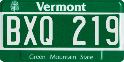 VT license plate BXQ219