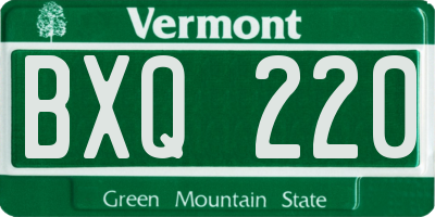 VT license plate BXQ220