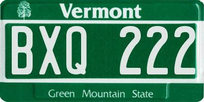 VT license plate BXQ222