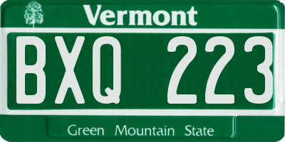VT license plate BXQ223
