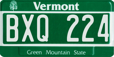 VT license plate BXQ224