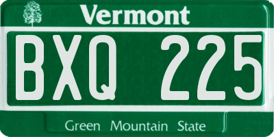 VT license plate BXQ225