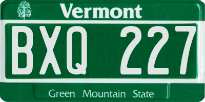 VT license plate BXQ227