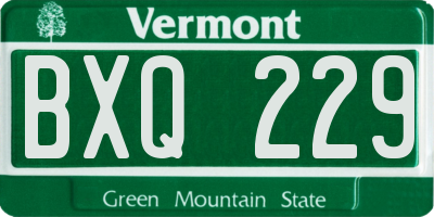 VT license plate BXQ229