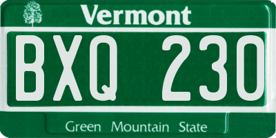 VT license plate BXQ230